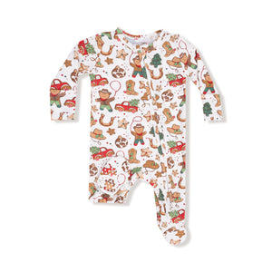 Cowboy Christmas Bamboo 2 Way Zipper Footie or Romper