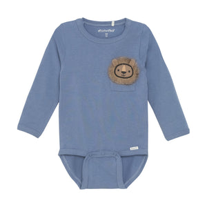 Long Sleeve Lion Bodysuit | China Blue