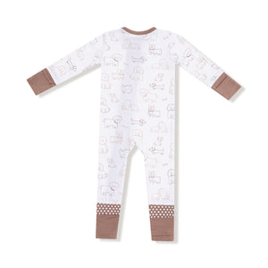 Neutral Pups Bamboo 2 Way Zipper Footie or Romper