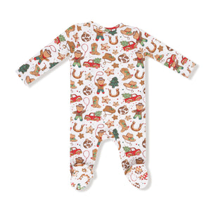 Cowboy Christmas Bamboo 2 Way Zipper Footie or Romper