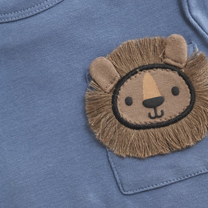 Long Sleeve Lion Bodysuit | China Blue
