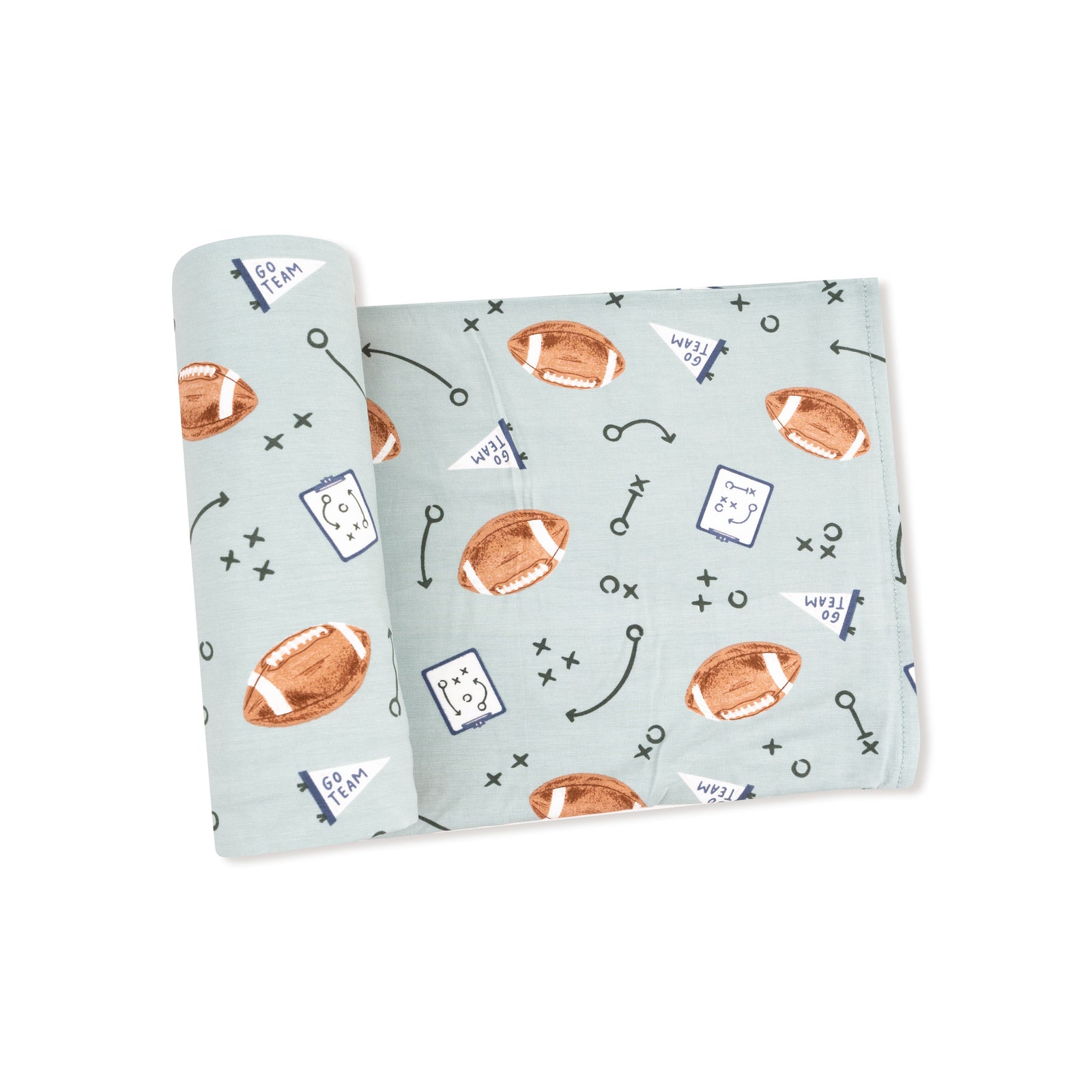 Touchdown Time Grey Mist Bamboo Swaddle Blanket