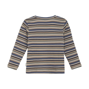 Long Sleeve Ribbed Stripe Bodysuit or Shirt | China Blue