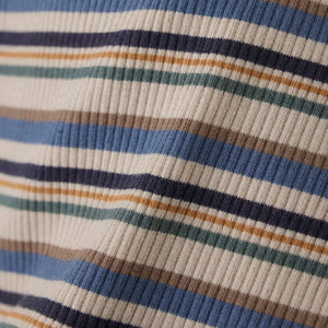 Long Sleeve Ribbed Stripe Bodysuit or Shirt | China Blue