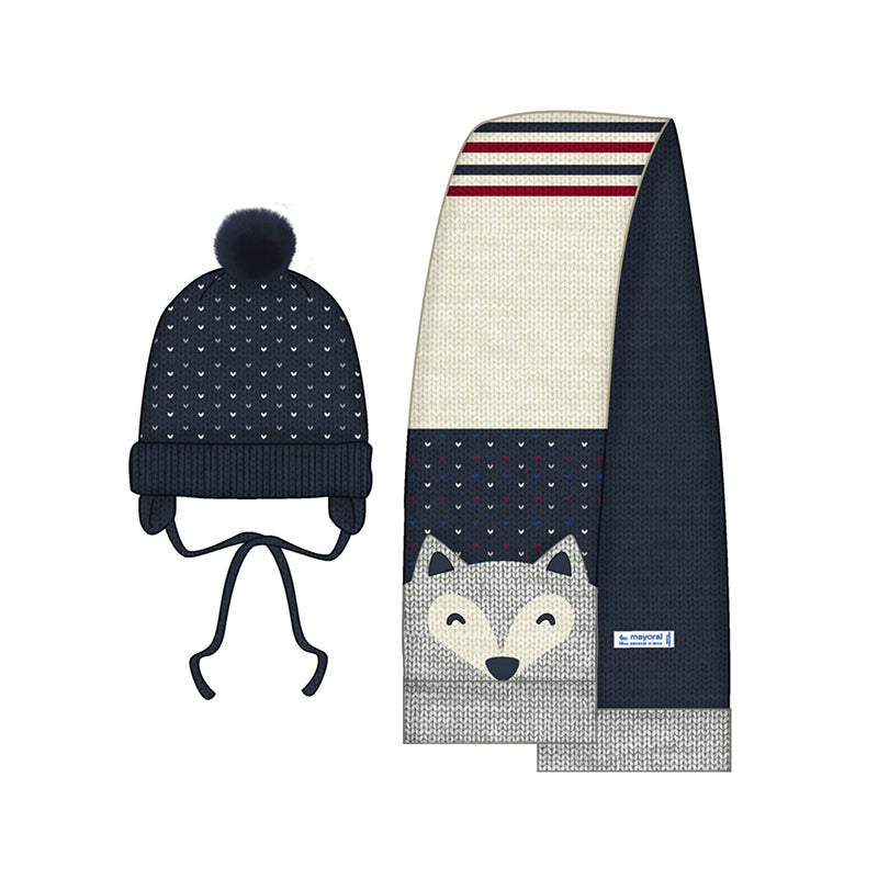 Baby Boys Hat and Scarf Set | Dark Navy