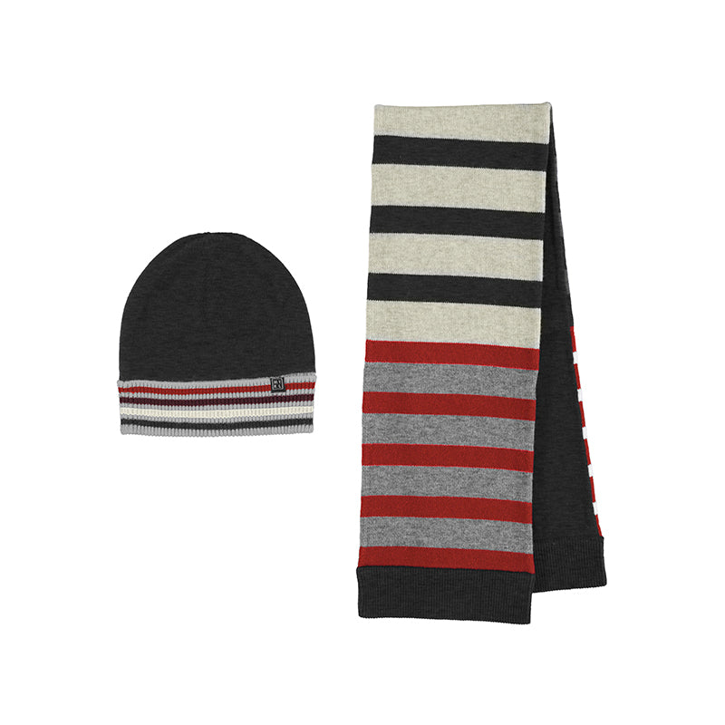 Boys Striped Hat and Scarf Set | Carbon