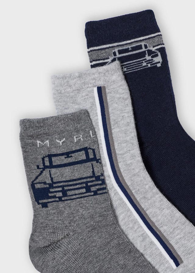 Boys Set of Three Car Socks | Navy