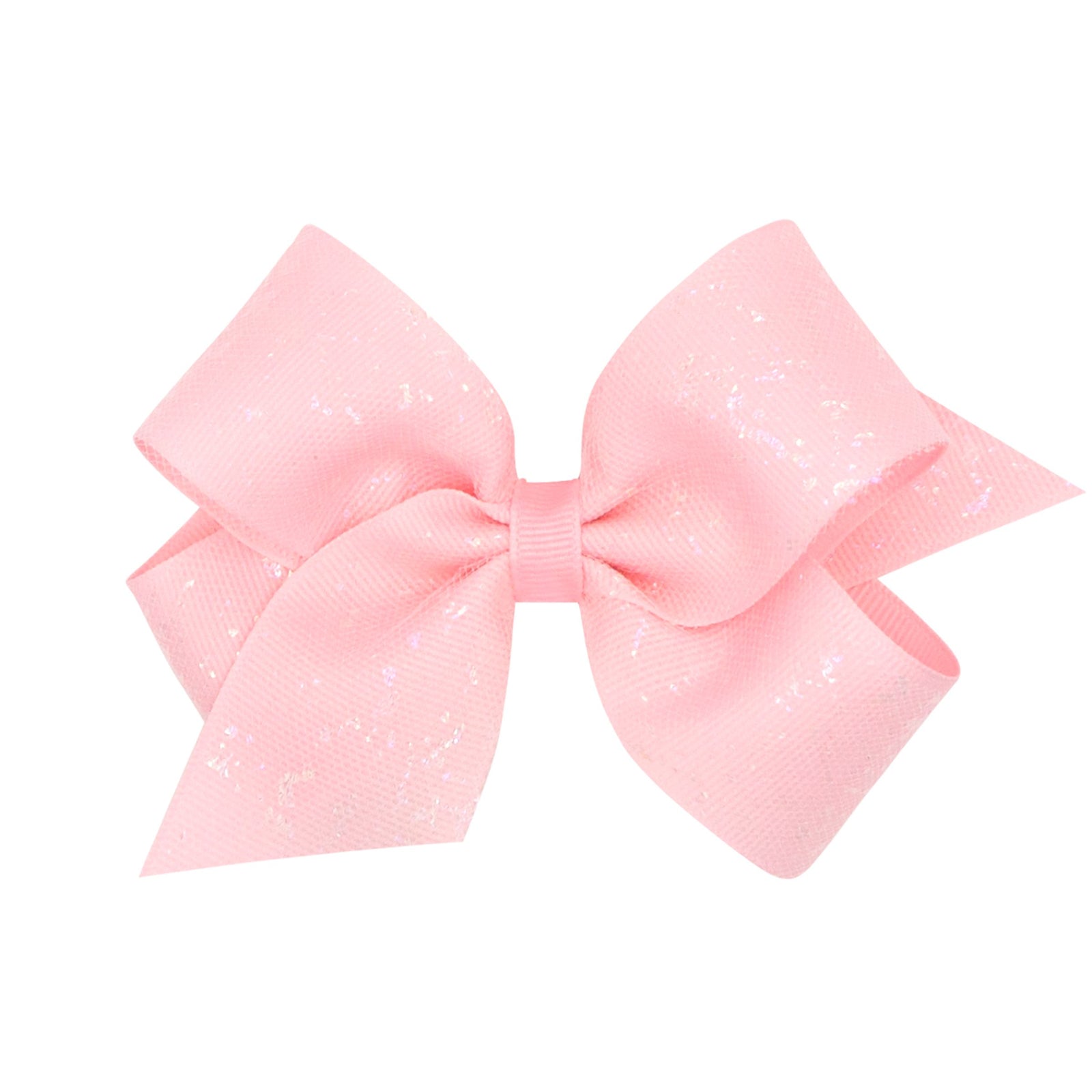 Iridescent Sparkle Tulle and Grosgrain Overlay Hair Bow