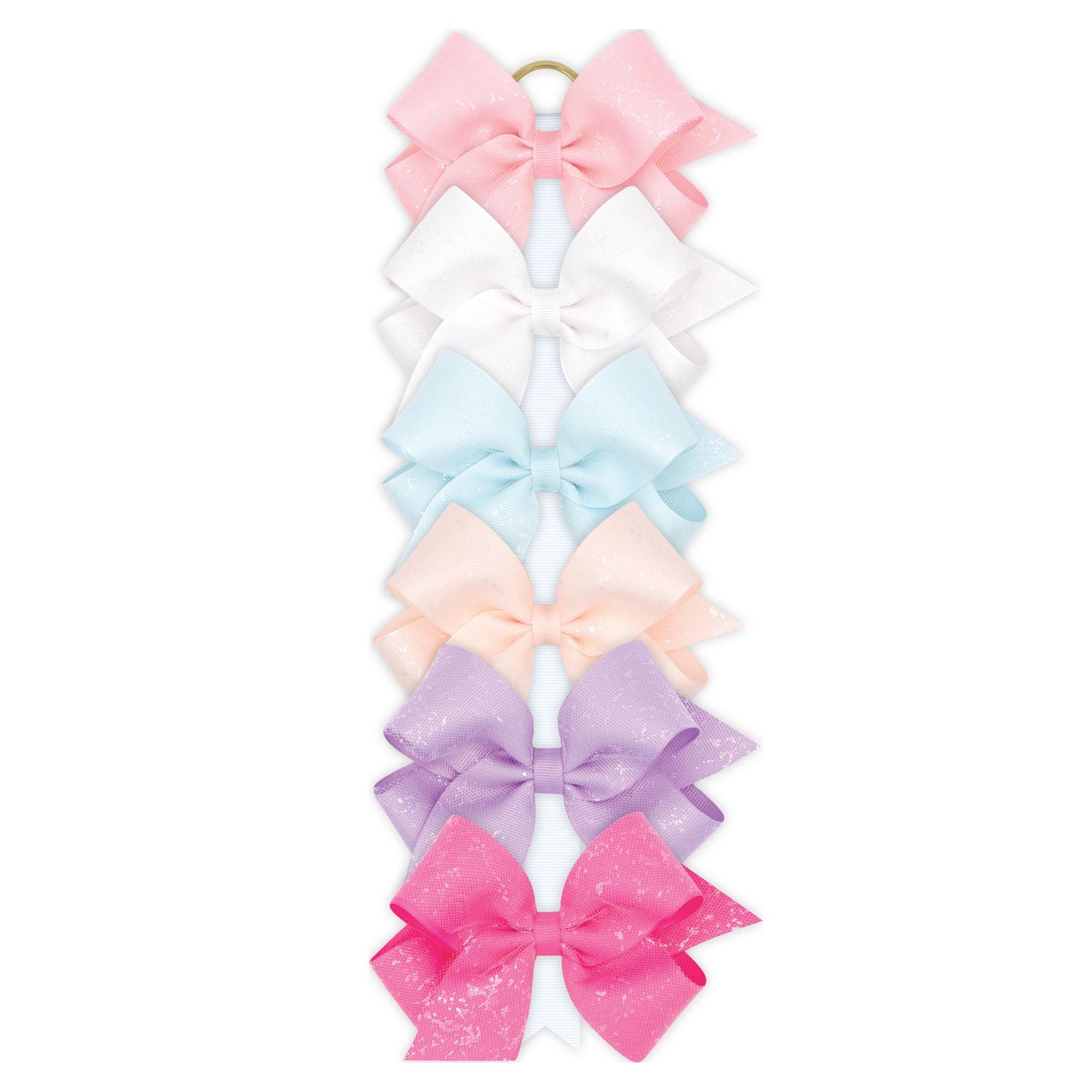Iridescent Sparkle Tulle and Grosgrain Overlay Hair Bow