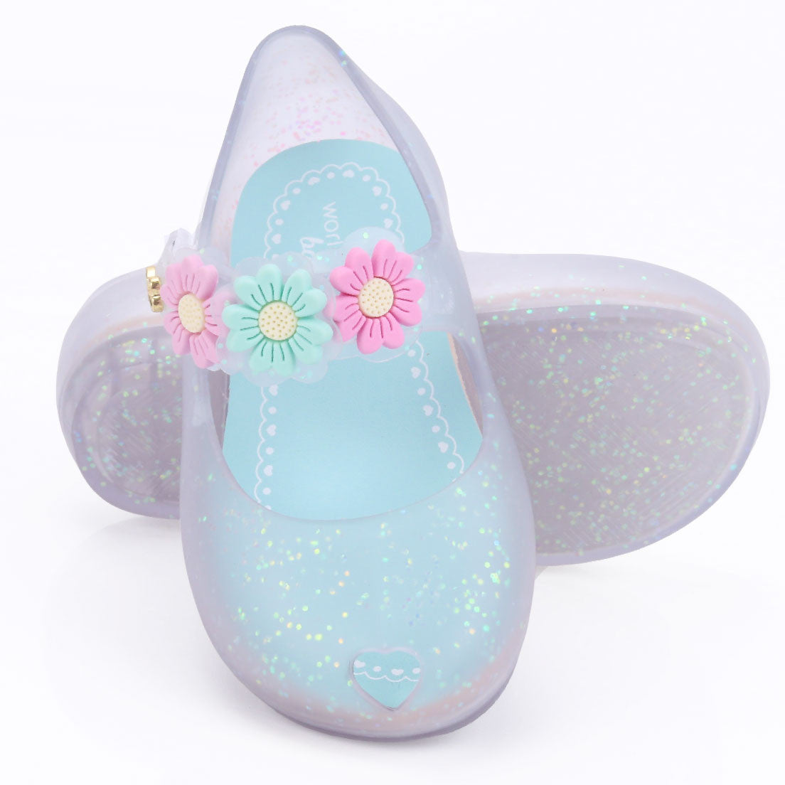 Flowers Angel Baby Jelly Mary Jane | Iridescent Glitter