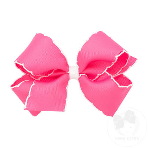 Medium Grosgrain Bow with Contrast Moonstitch | Assorted Colors