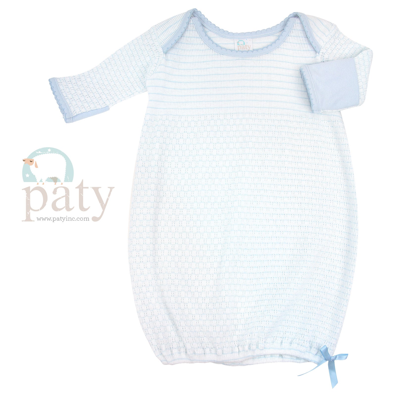 Long Sleeve Pinstripe Knit Lap Shoulder Gown | Assorted Colors