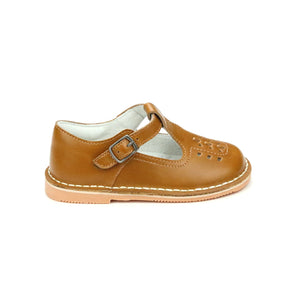 Kaia Vintage Inspired Leather T-Strap Mary Jane  | 818 Camel