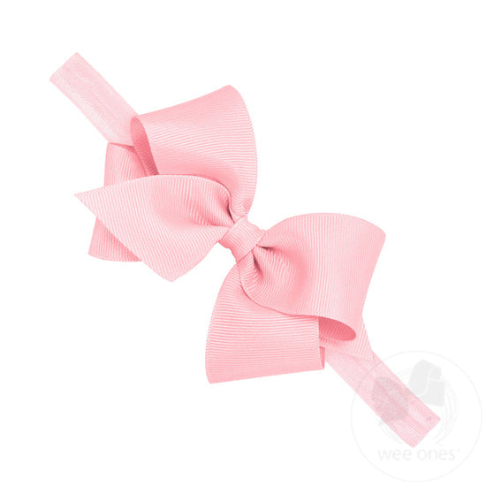 Mini Grosgrain Girls Hair Bow on a Soft Elastic Baby Band | Assorted Colors