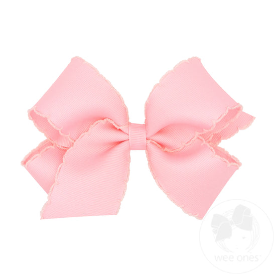 Medium Monotone Moonstitch Edge Grosgrain Bow | Assorted Colors