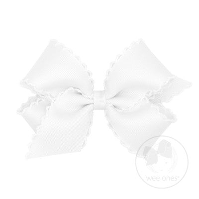 Medium Monotone Moonstitch Edge Grosgrain Bow | Assorted Colors