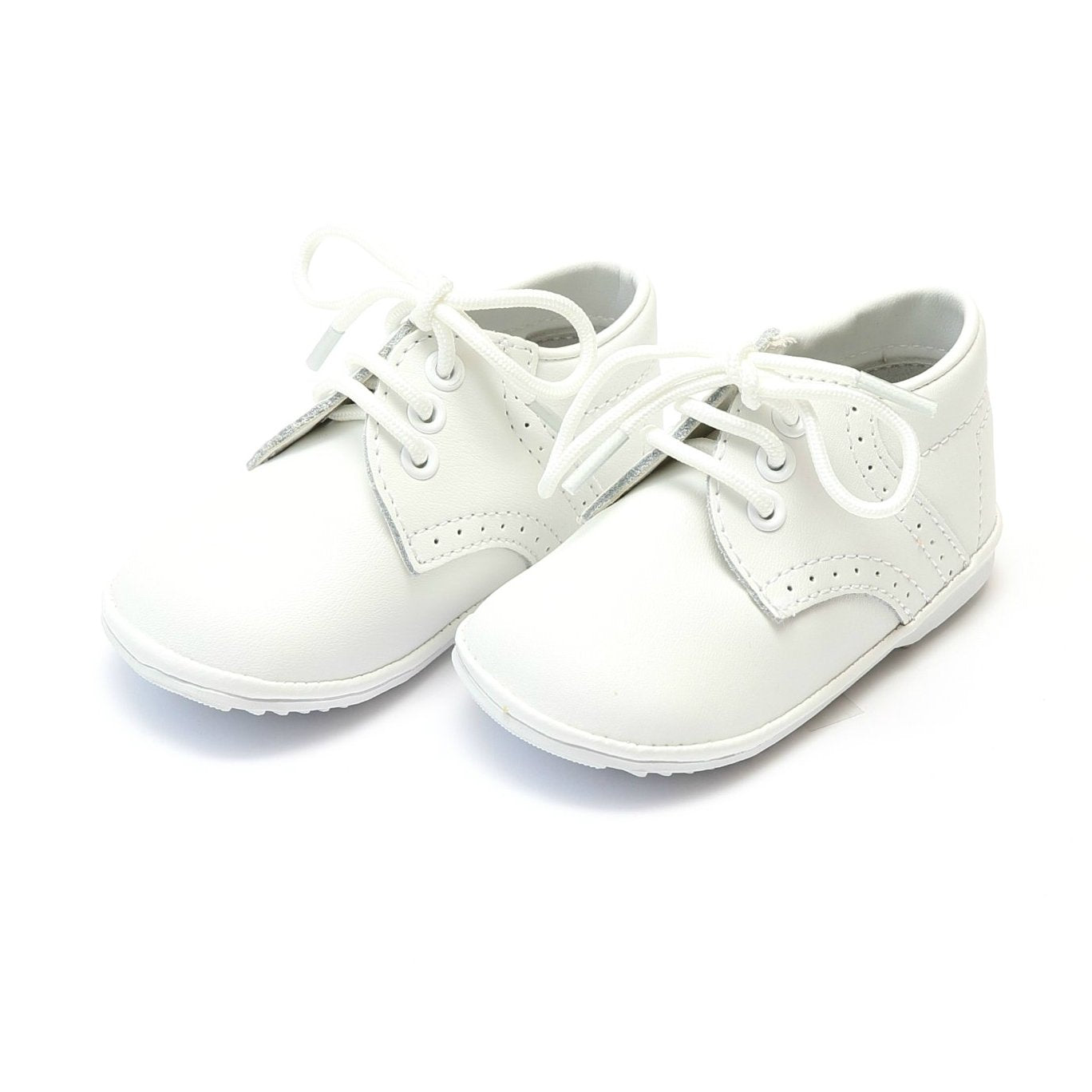 white leather baby boy's lace-up boot from L'Amour Shoes available at Threadfare