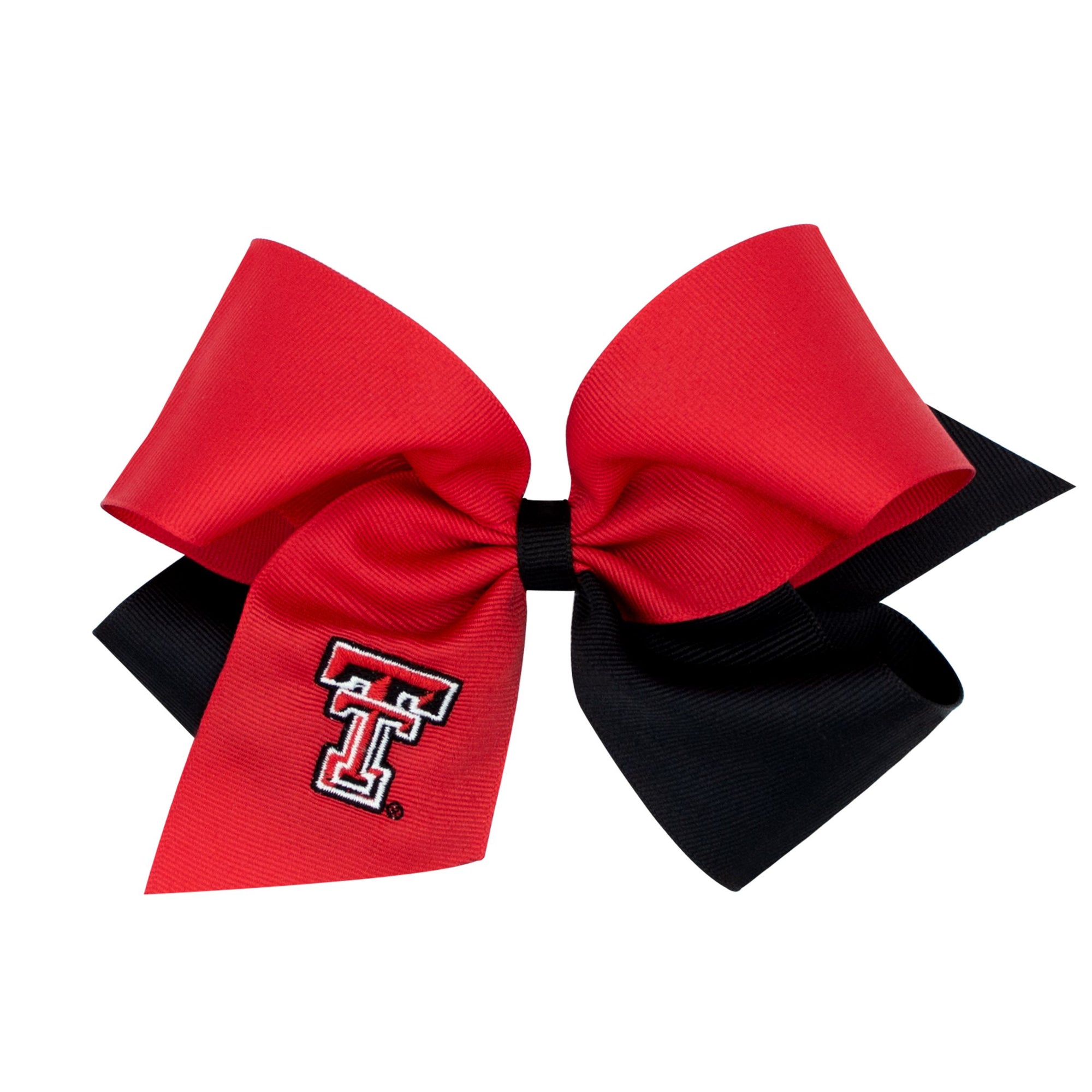 Two Tone Grosgrain Bow with Embroidered Logo | Texas Tech