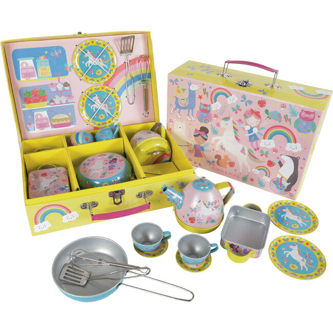12 Piece Musical Tin Kitchen Set | Rainbow Fairy