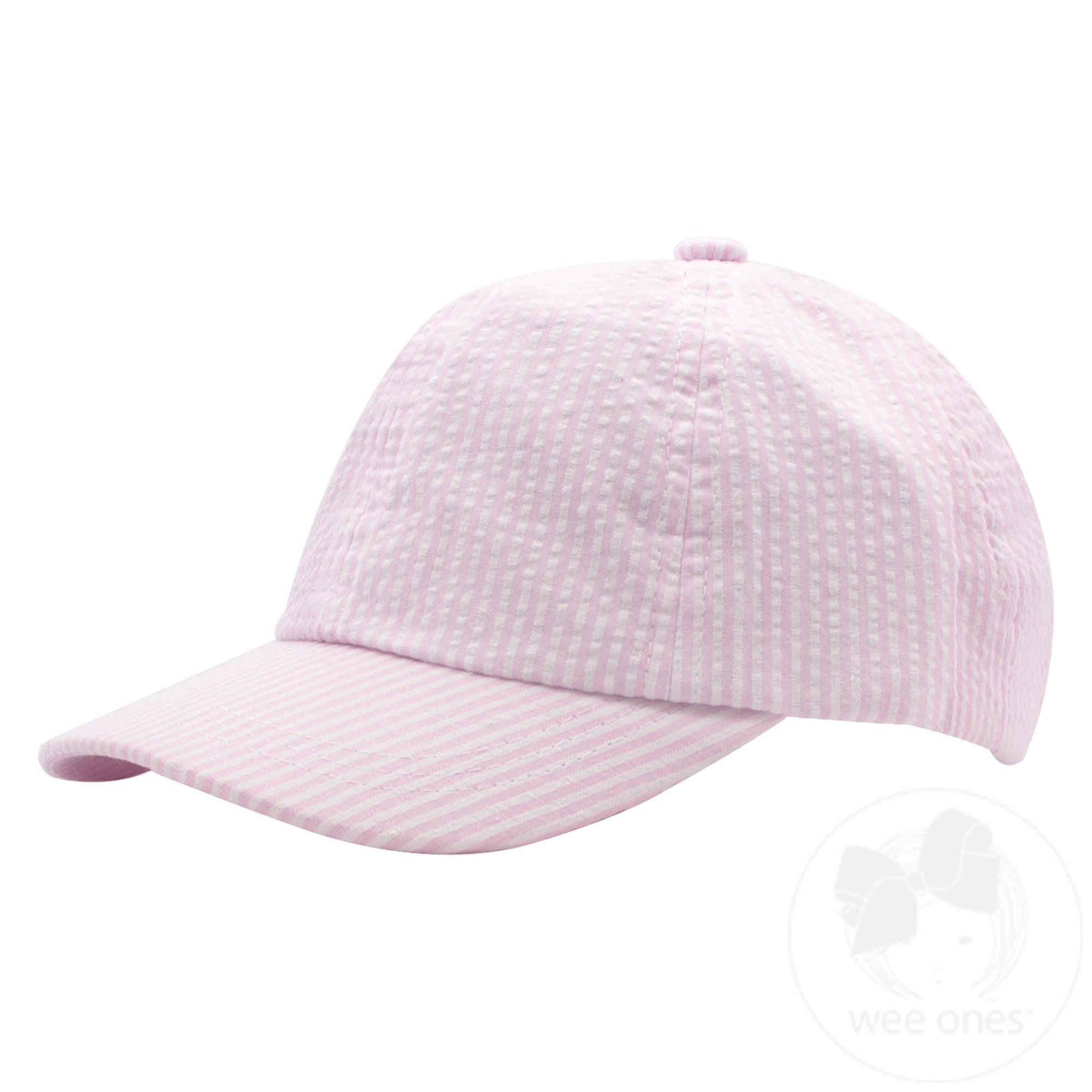 Add-a-Bow Seersucker Ball Cap | Light Pink