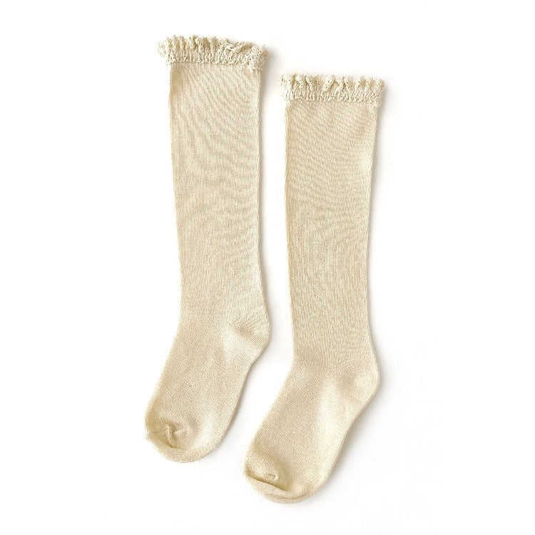 Lace Top Knee High Socks | Vanilla