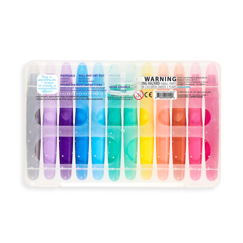 Rainbow Sparkle Metallic Watercolor Gel Crayons | Set of 12