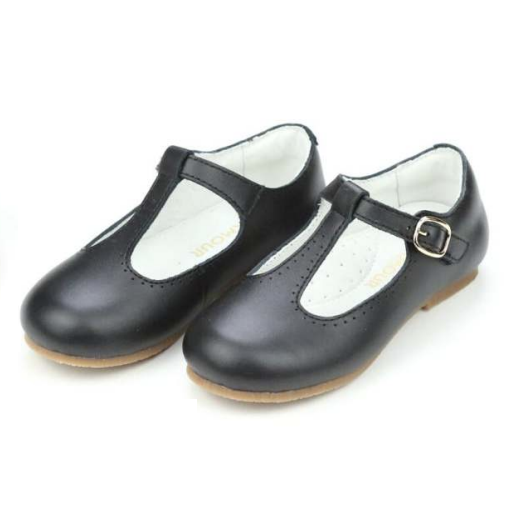 Eleanor Leather T-Strap Mary Jane Shoes | F-582 Black