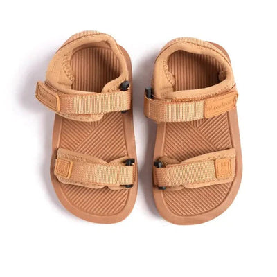 Full Opening Sandals, for Boys Brown Light All Over Printed