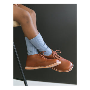 Tuck Stitch Down Mid-Top Lace Up Shoe | F533 Cognack