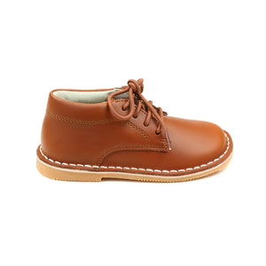 Tuck Stitch Down Mid-Top Lace Up Shoe | F533 Cognack