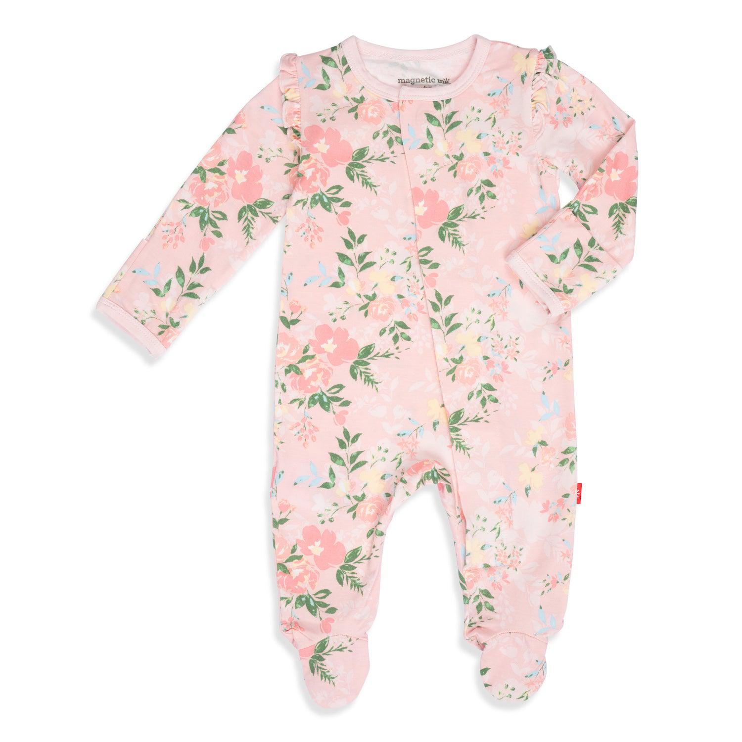 Ainslee Floral Modal Magnetic Ruffle Footie