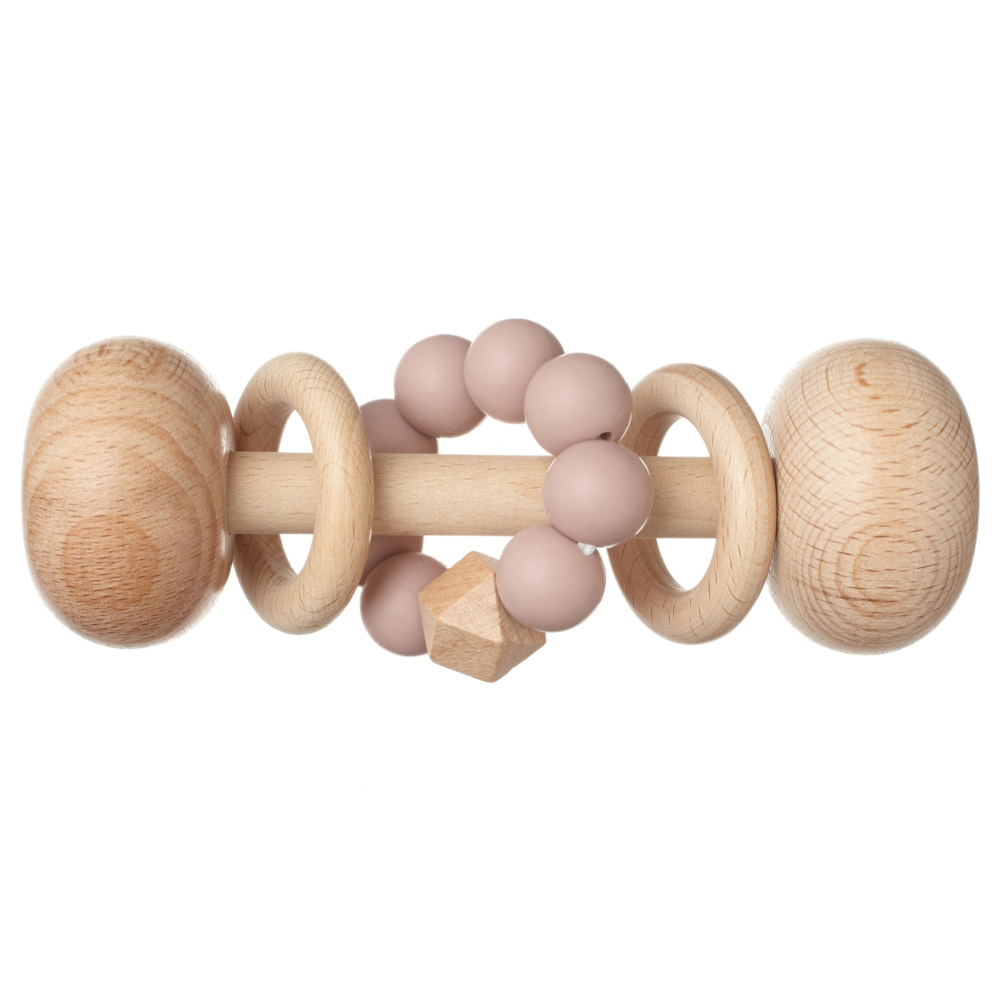 Wooden Rattle Toys for Babies with Silicone Beads | Blush