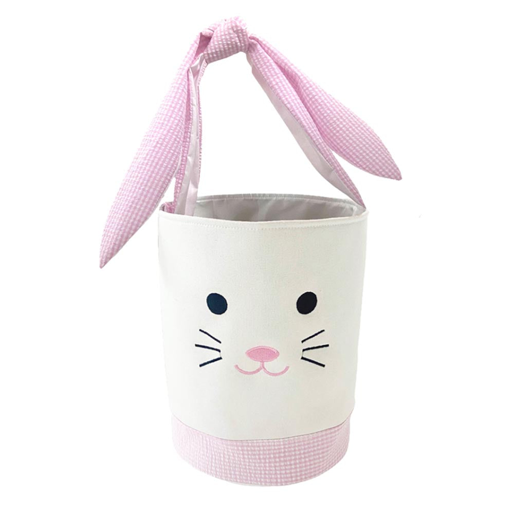 Seersucker Easter Bunny Basket | Pink
