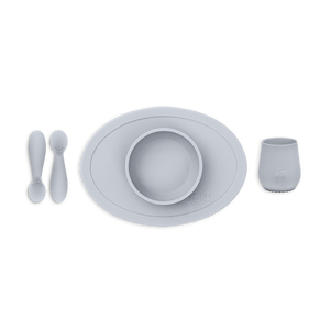 First Foods Silicone Feeding Set | Pewter