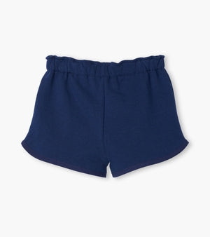 Navy French Terry Paper Bag Shorts