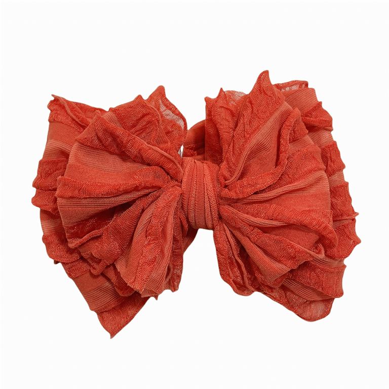 Ruffled Bow Headband | Burnt Orange