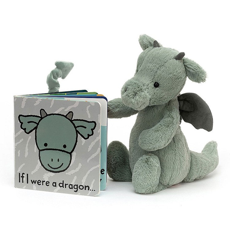 Jellycat If I Were a Dragon board book with Bashful Dragon plush toy stuffed animal. Makes a great baby gift set.