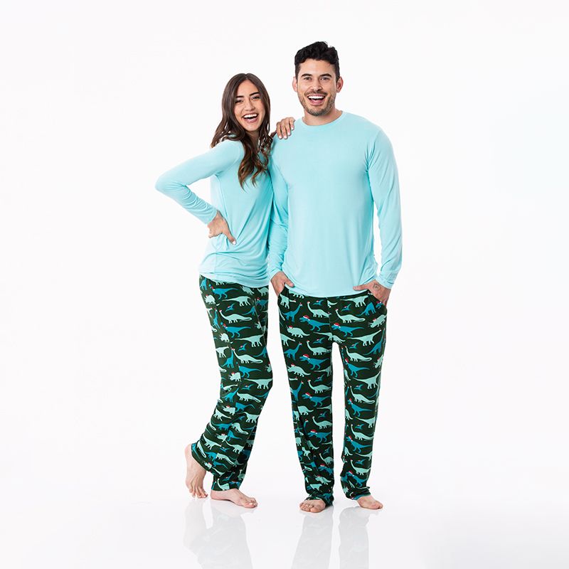 Winter Celebrations Men's Long Sleeve Pajama Set | Santa Dinos