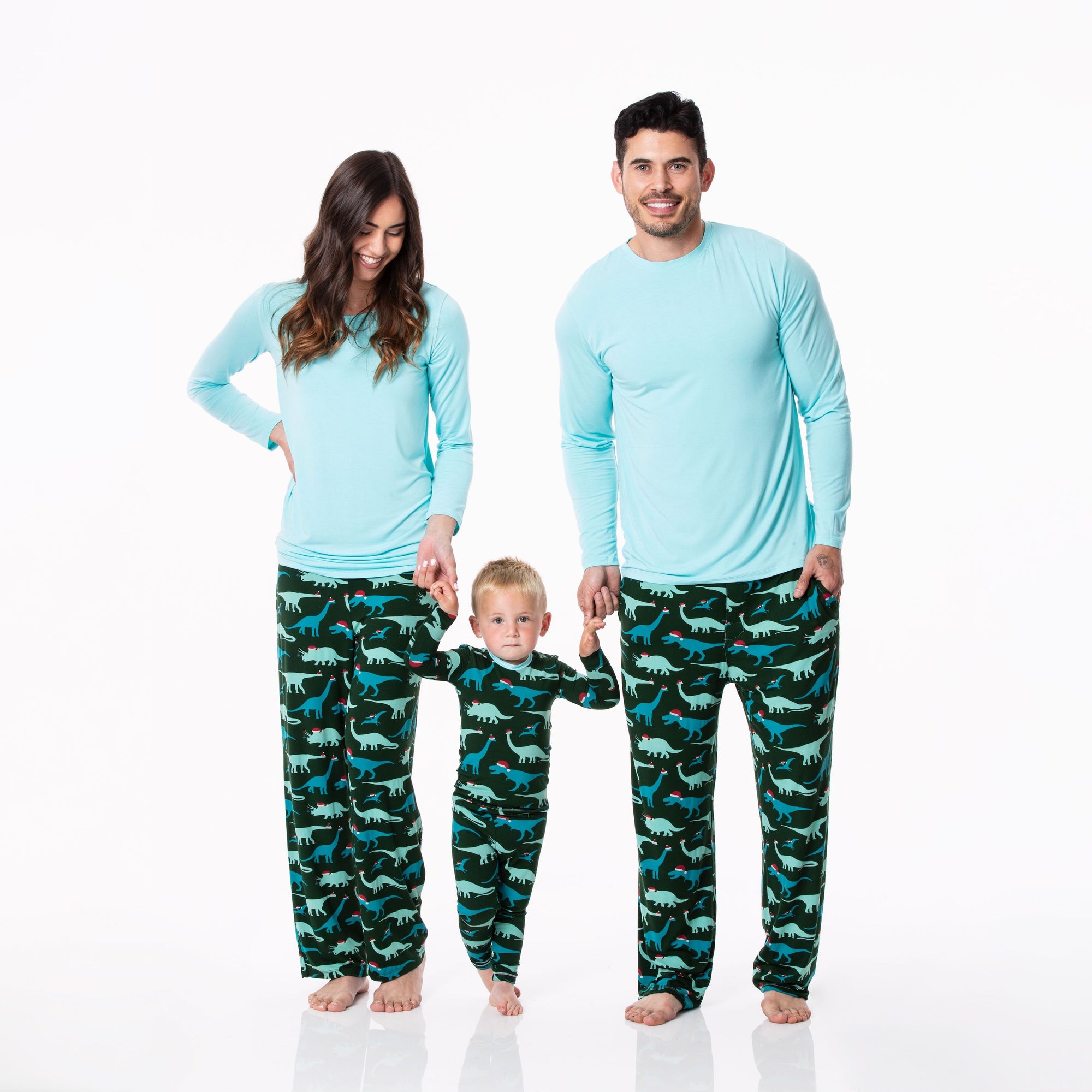 Winter Celebrations Men's Long Sleeve Pajama Set | Santa Dinos