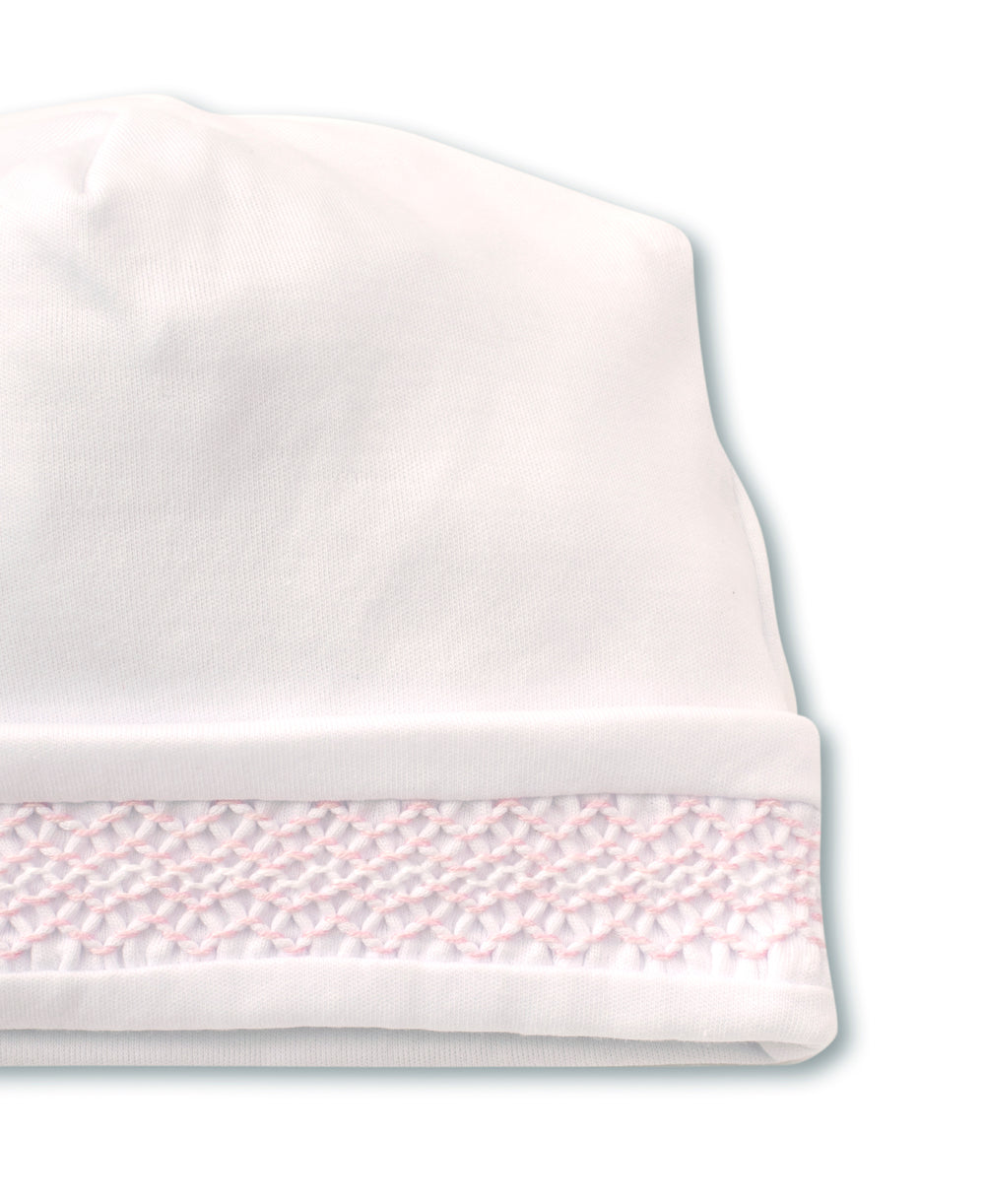 Hand Smocked CLB Charmed Hat | White, Pink