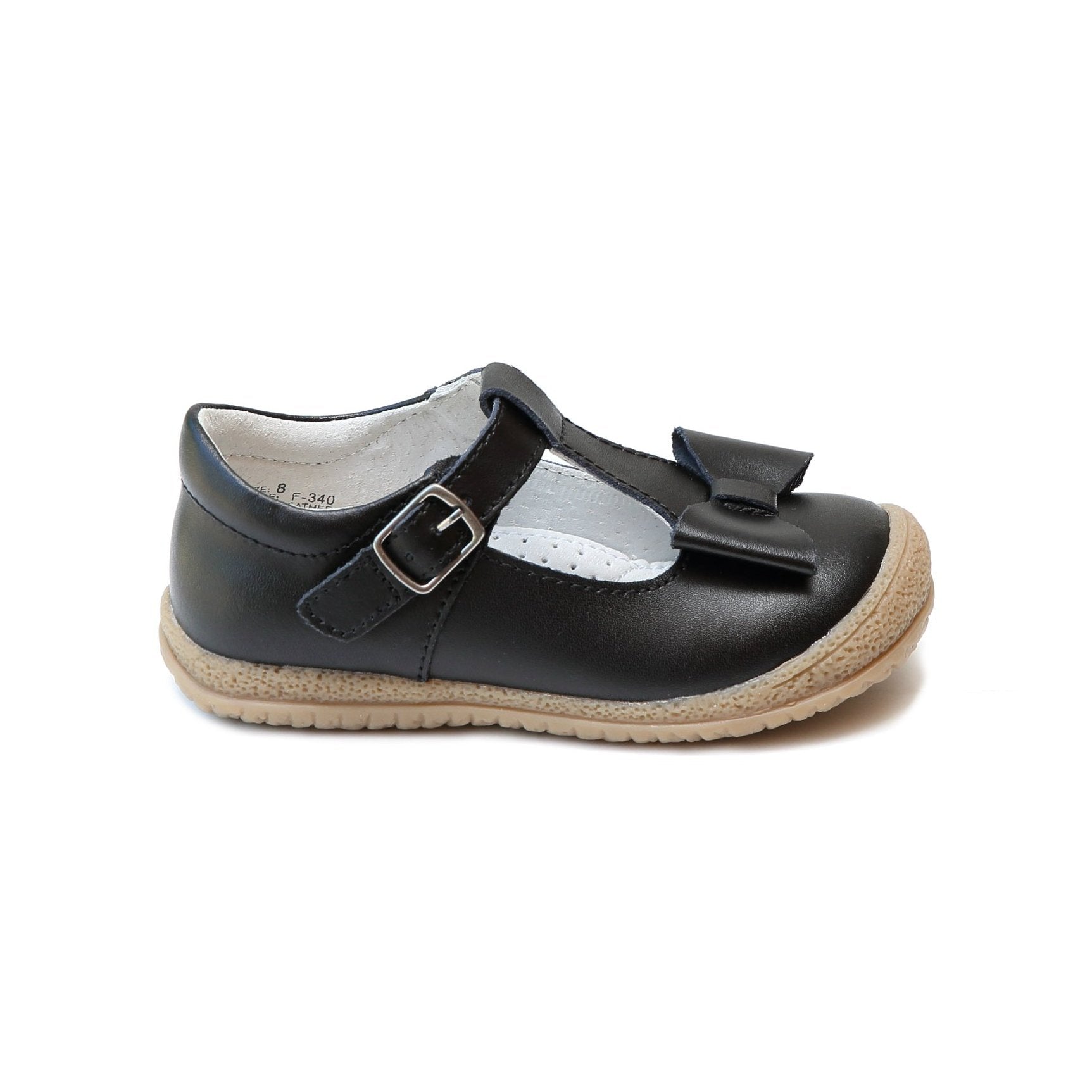 Emma Bow Leather Mary Jane Shoes | F-340 Black