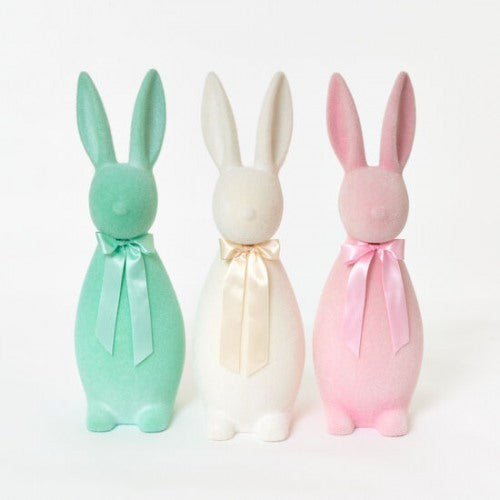 Large 27" Flocked Pastel Button Nose Bunny