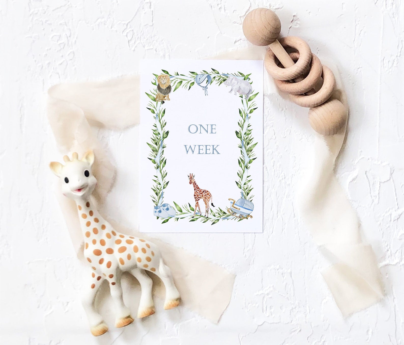 Classic Safari Milestone Cards | Blue