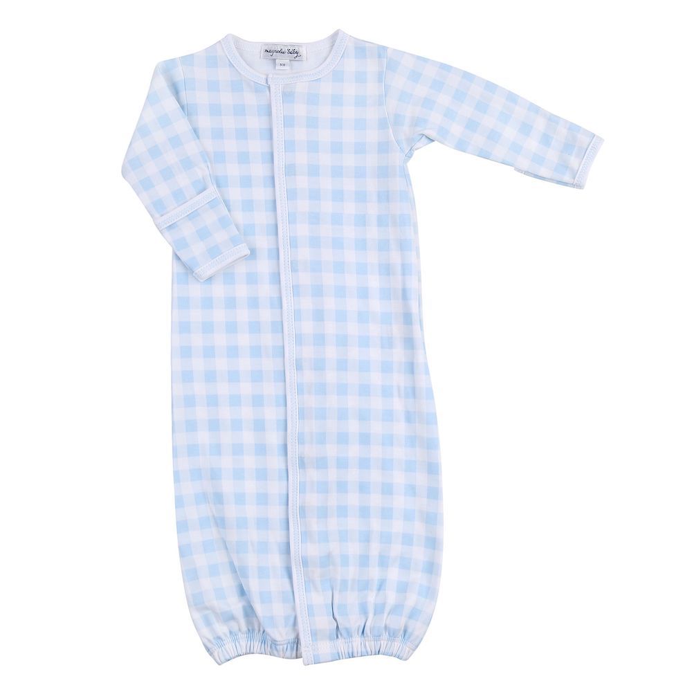 Spring Baby Checks Converter Gown | Blue