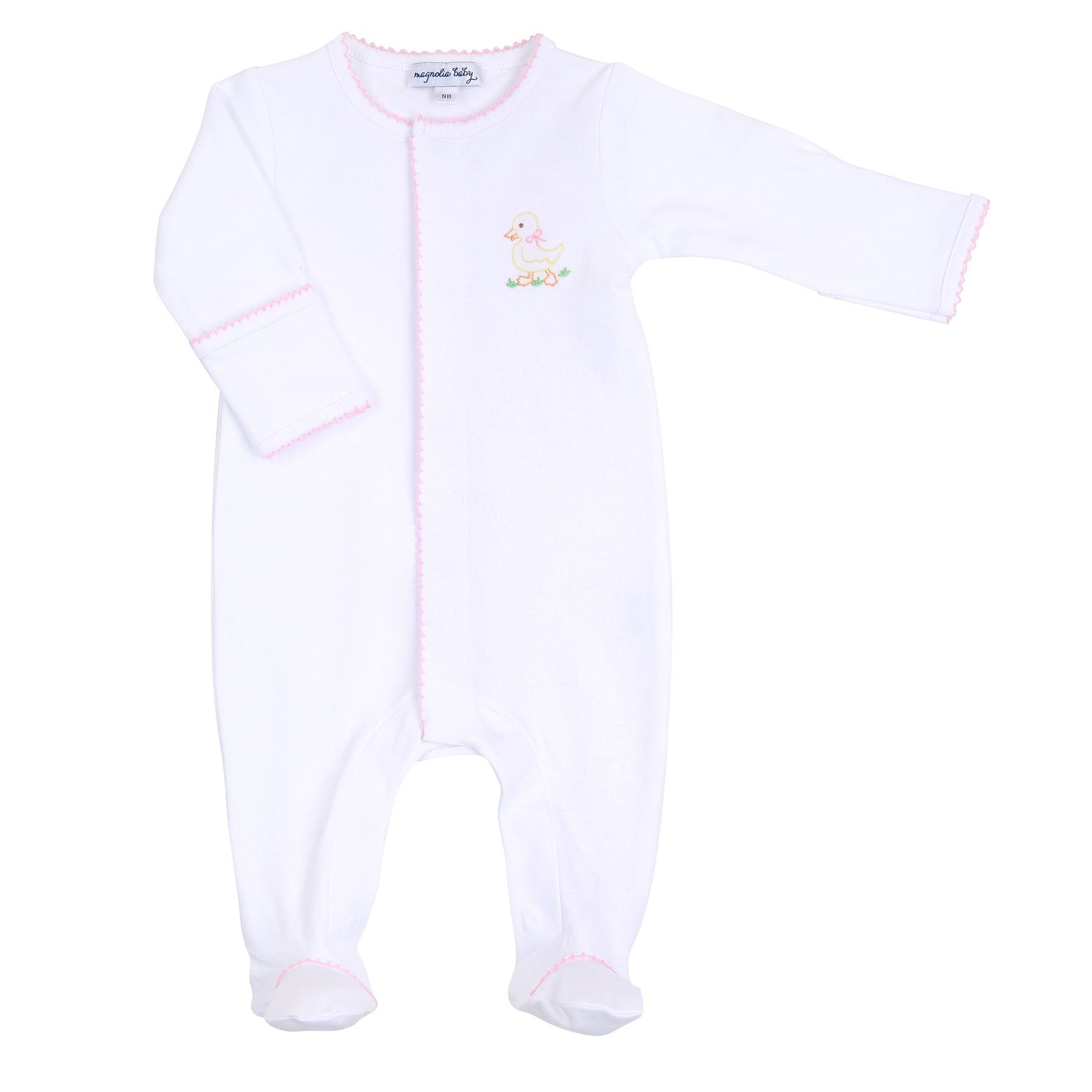 Little Quacker Embroidered Footie | Pink
