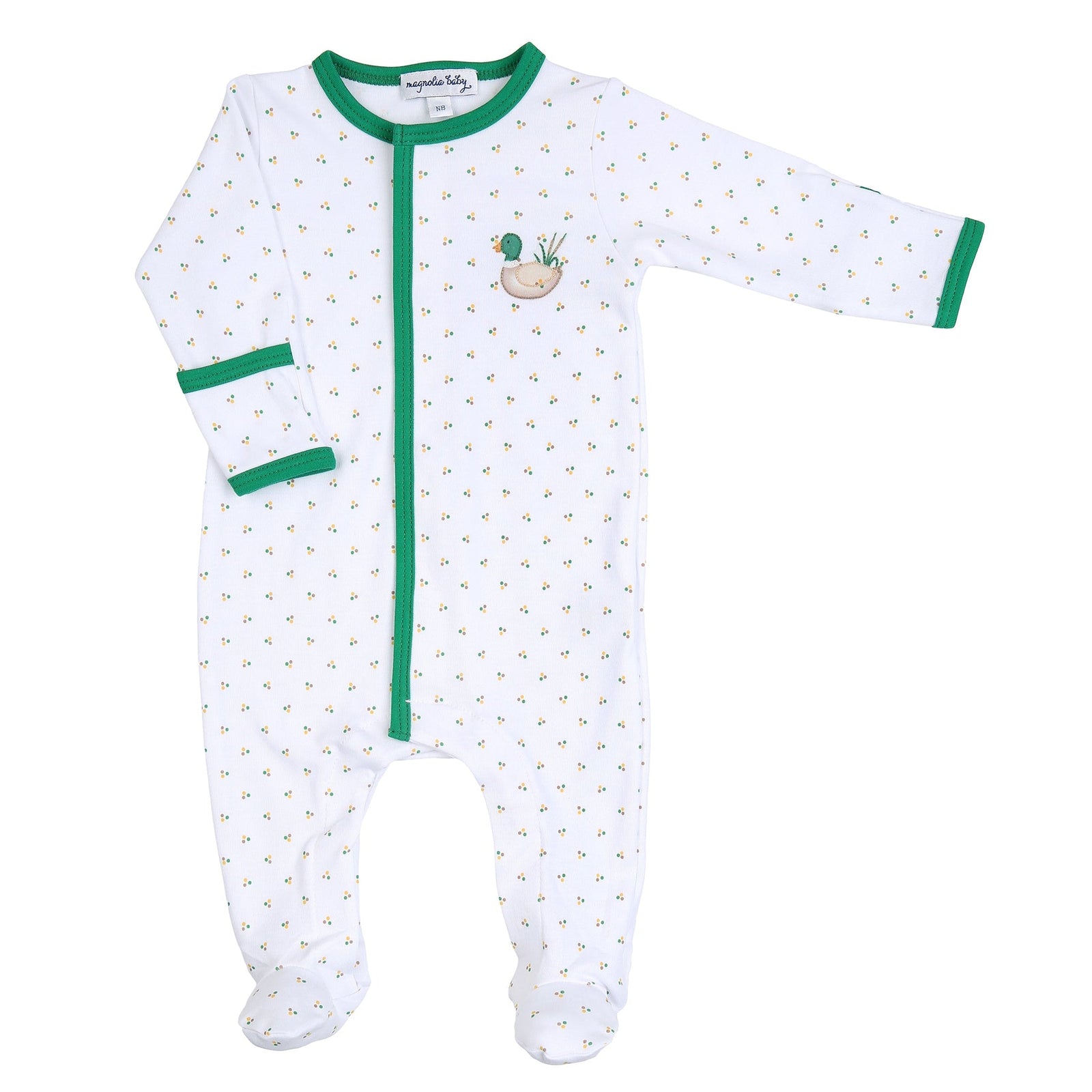 Marvelous Mallards Embroidered Footie | Green