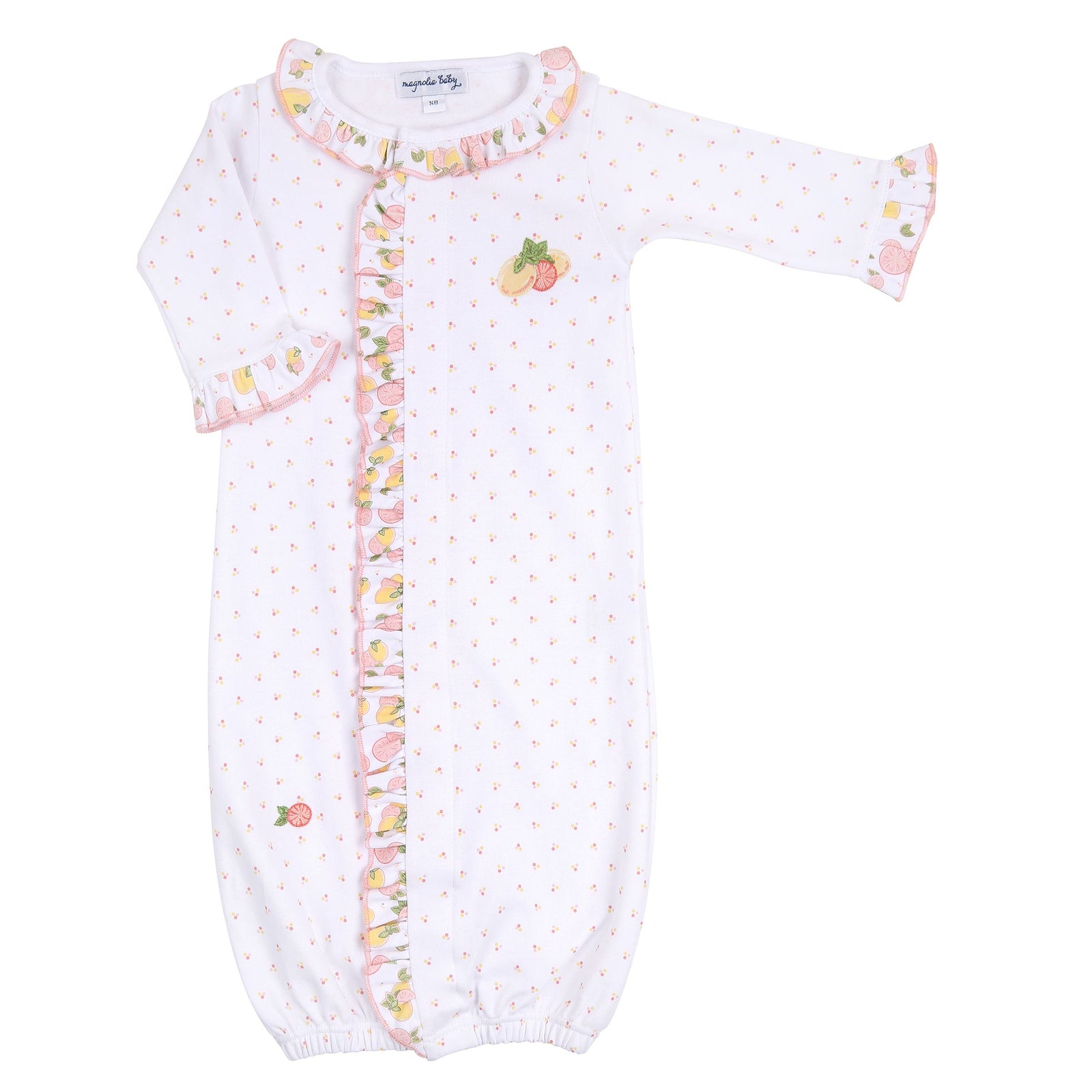 Ruby Red Embroidered Ruffle Front Converter Gown