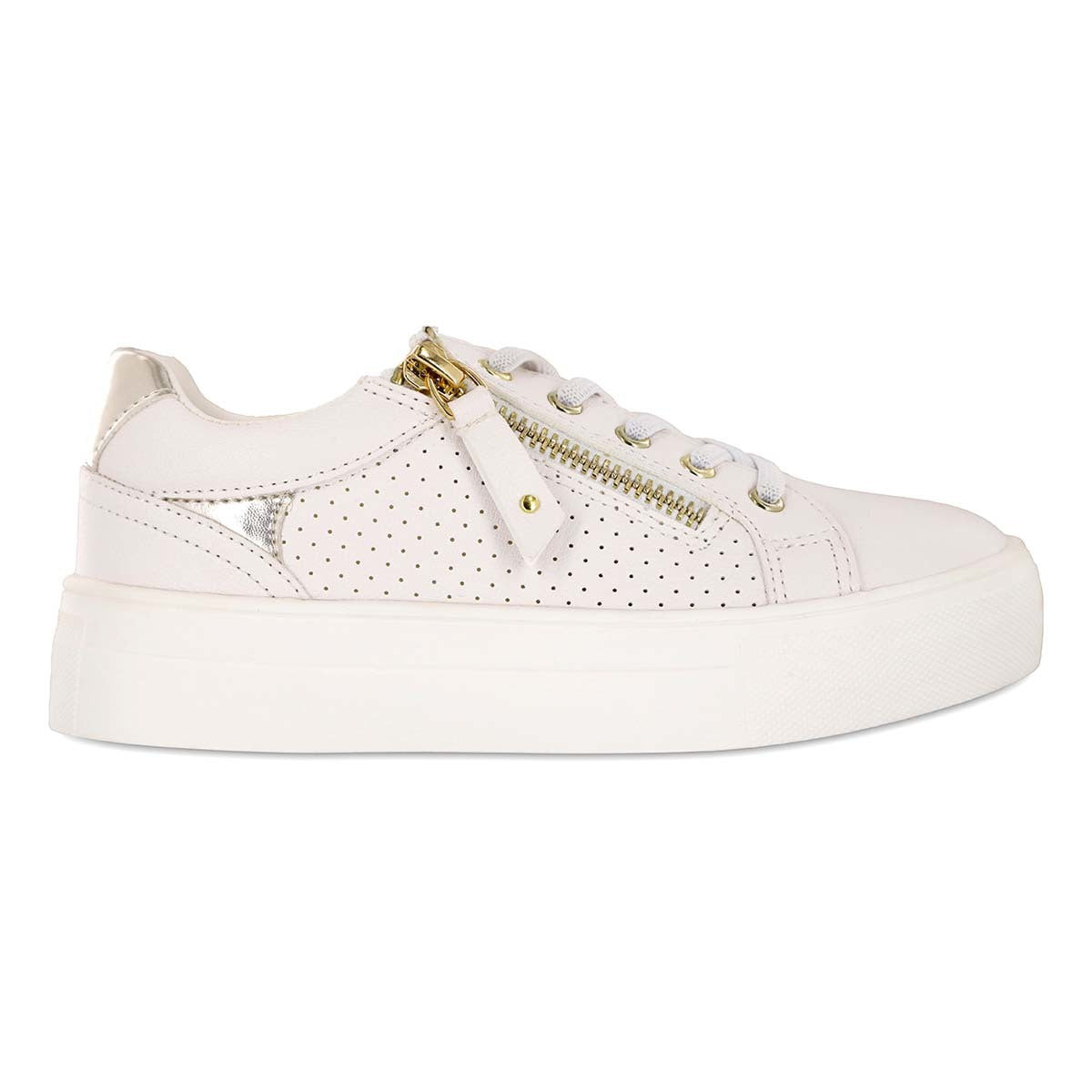 Girls Lil Jilie White Leather Sneakers