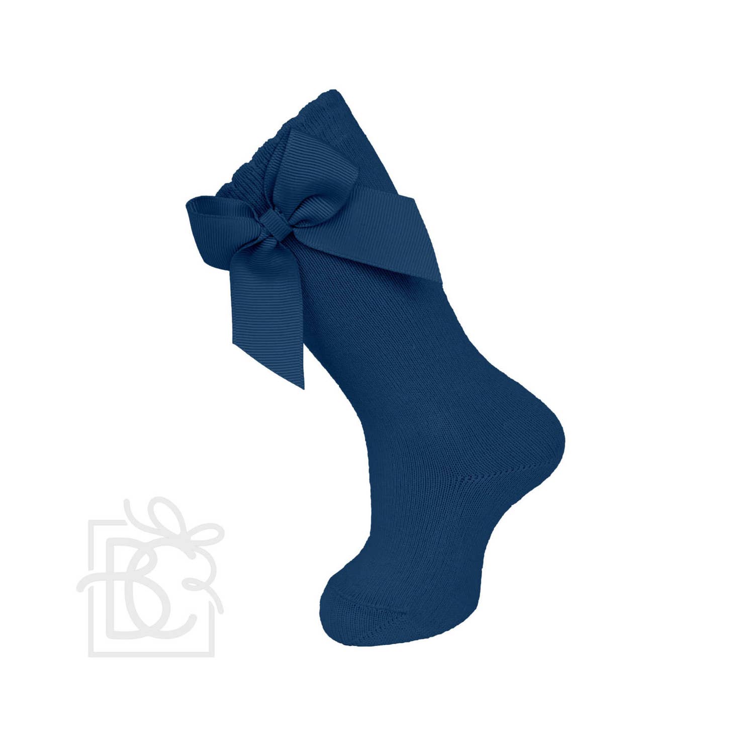 Knee Socks With Gross Grain Side Bow | Navy