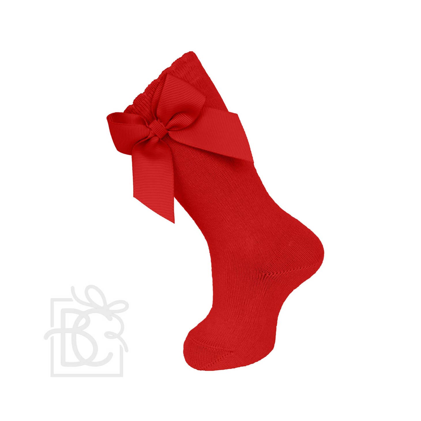 Knee Socks With Gross Grain Side Bow | Red